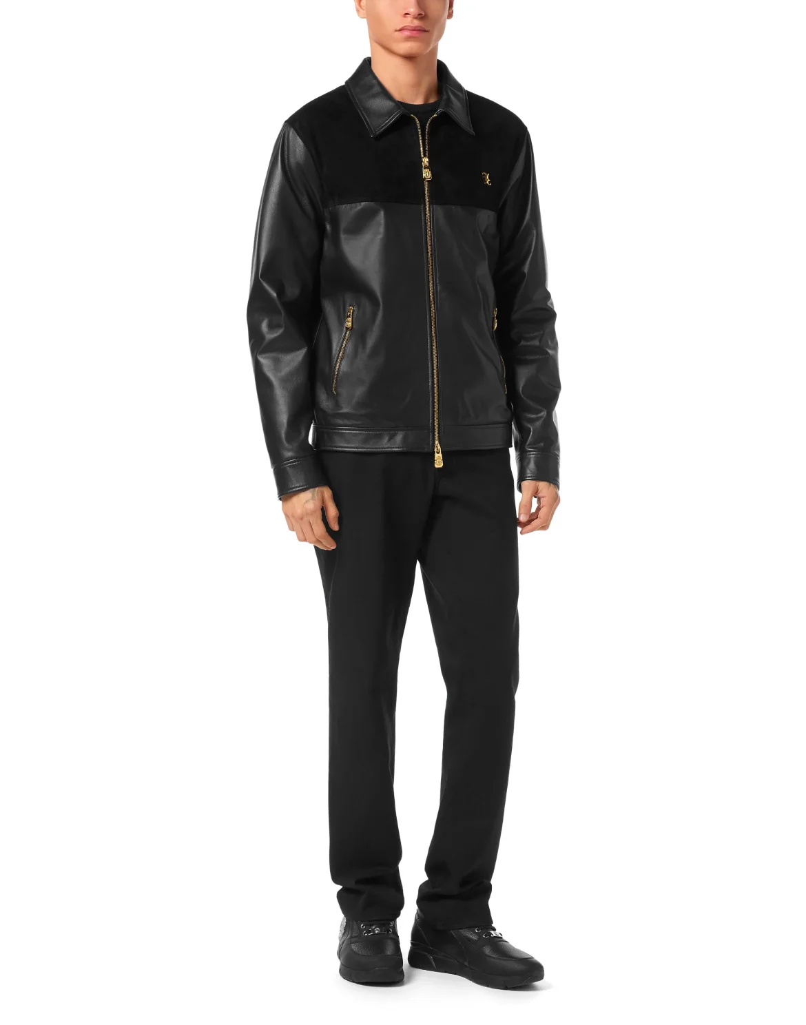 Nappa and Suede Blouson, цвет: Черный