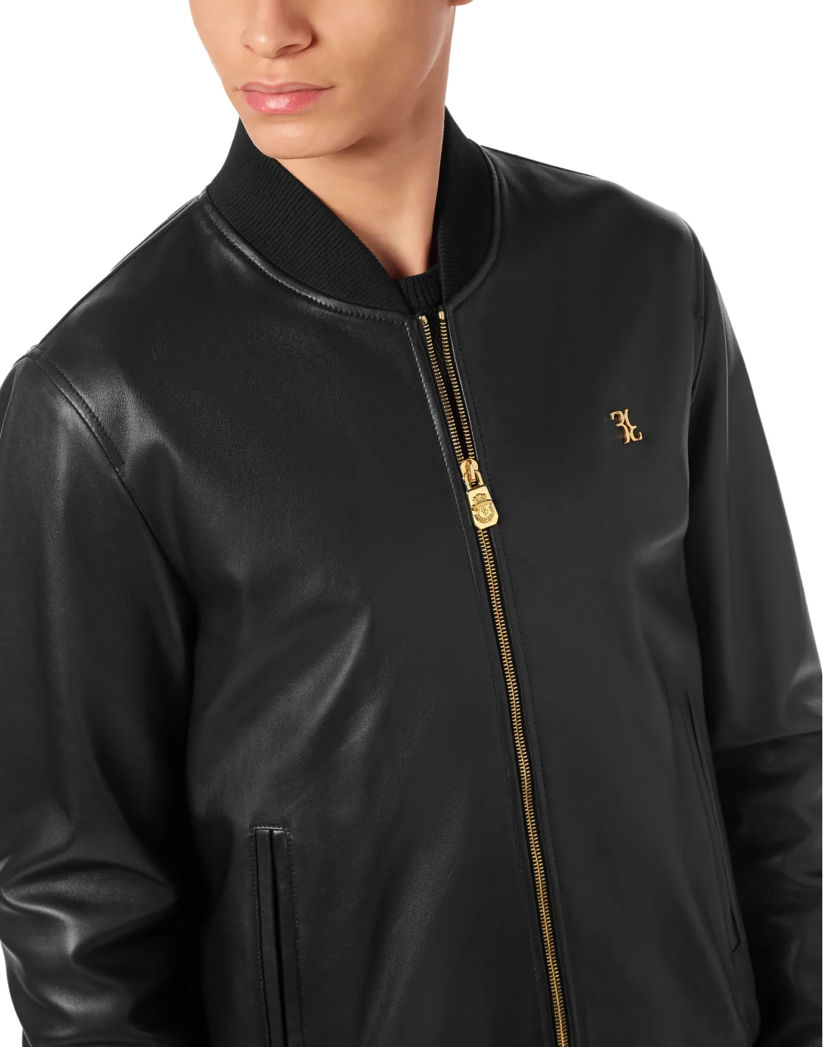 Basic Leather Bomber, цвет: Черный