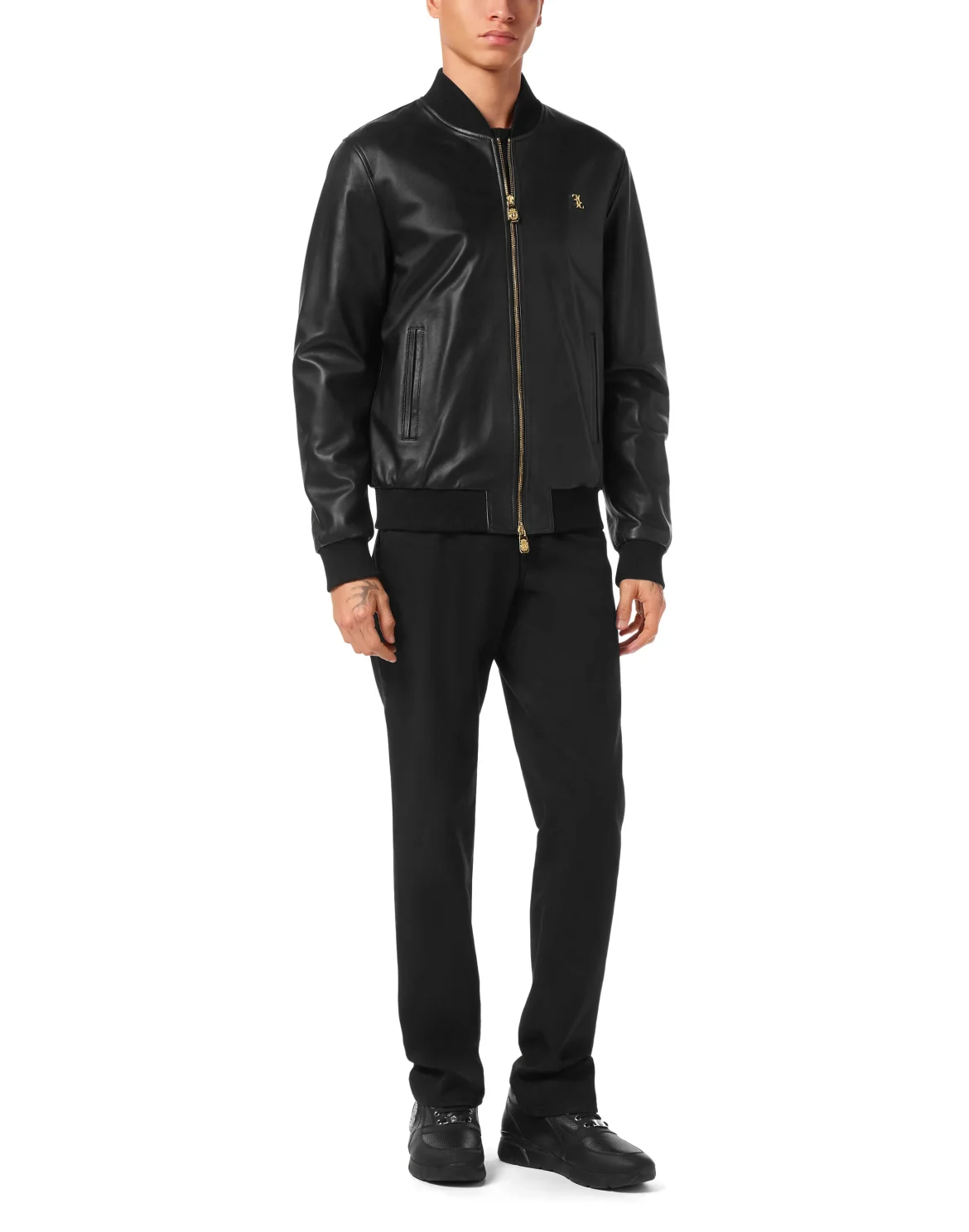 Basic Leather Bomber, цвет: Черный