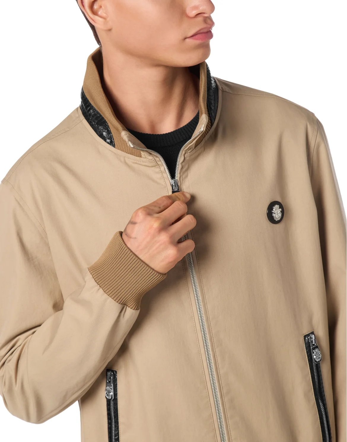 Bomber with Elaphe Details, цвет: Бежевый