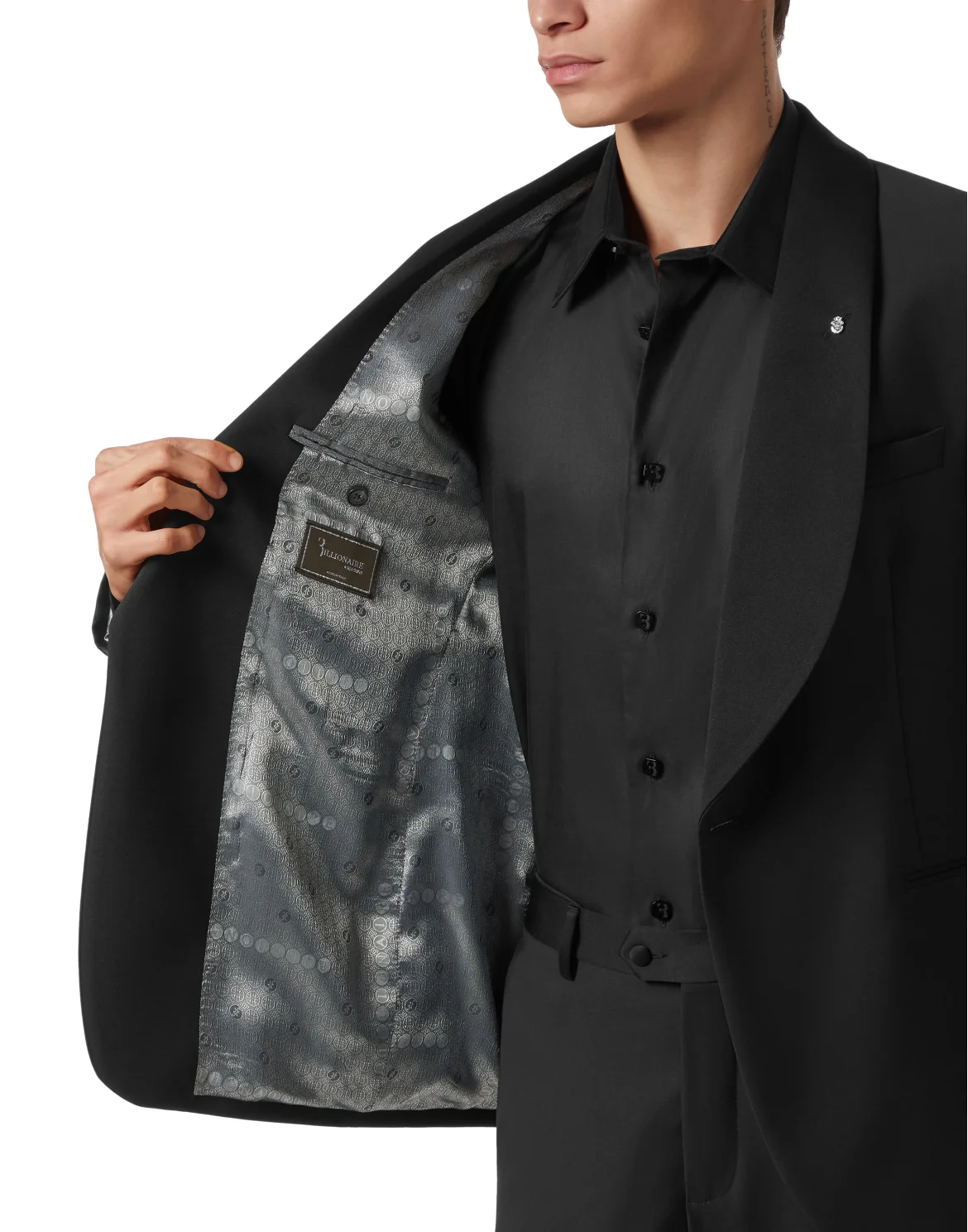 Wool and Satin Regular Fit Tuxedo Blazer, цвет: Черный
