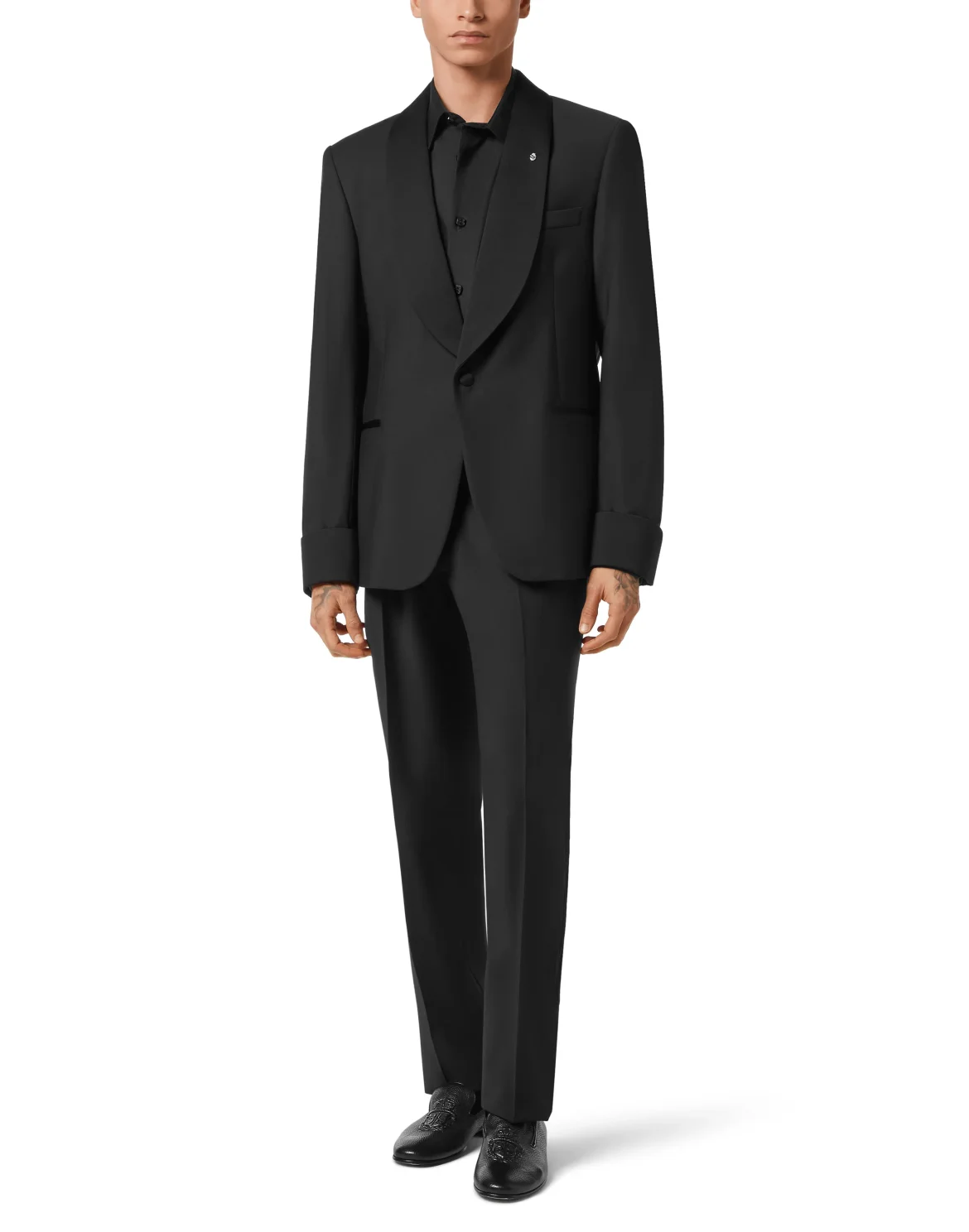 Wool and Satin Regular Fit Tuxedo Blazer, цвет: Черный