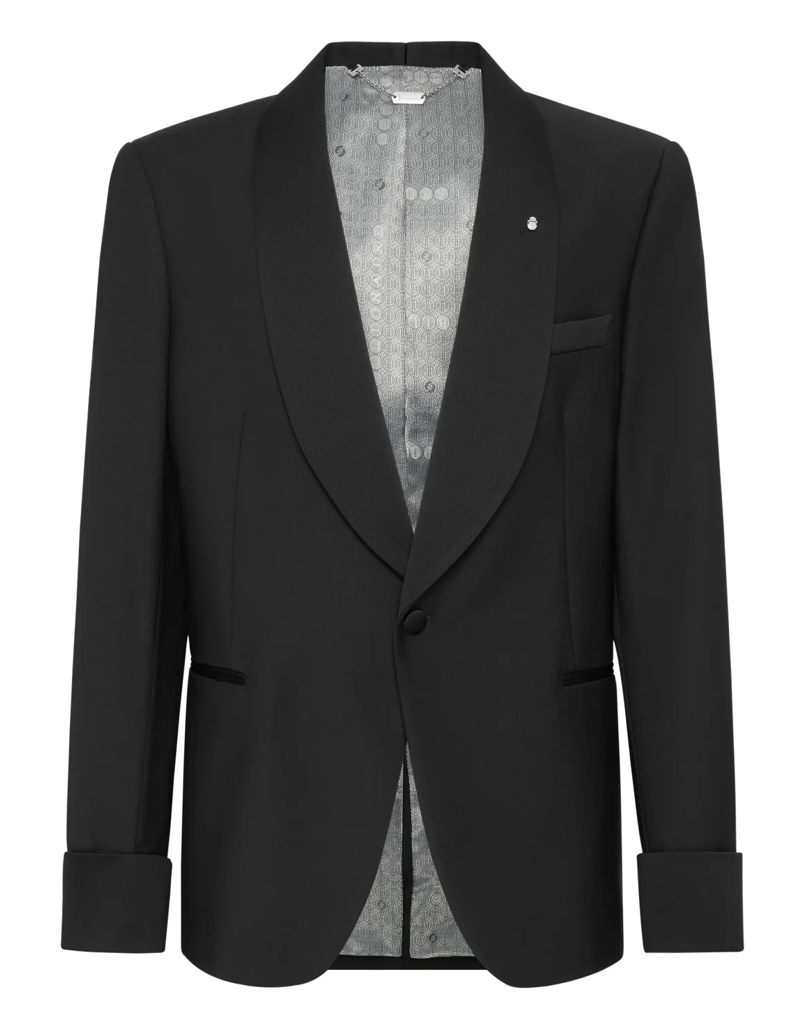 Wool and Satin Regular Fit Tuxedo Blazer, цвет: Черный