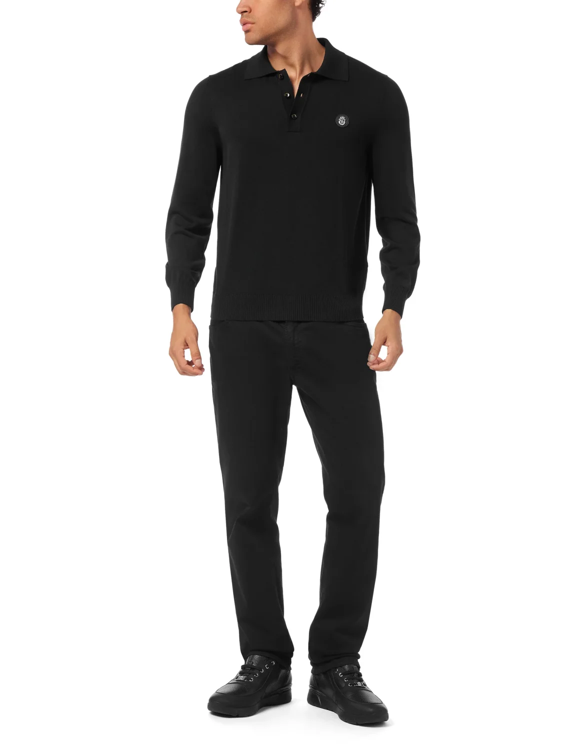 Cotton Silk Polo Shirt, цвет: Черный