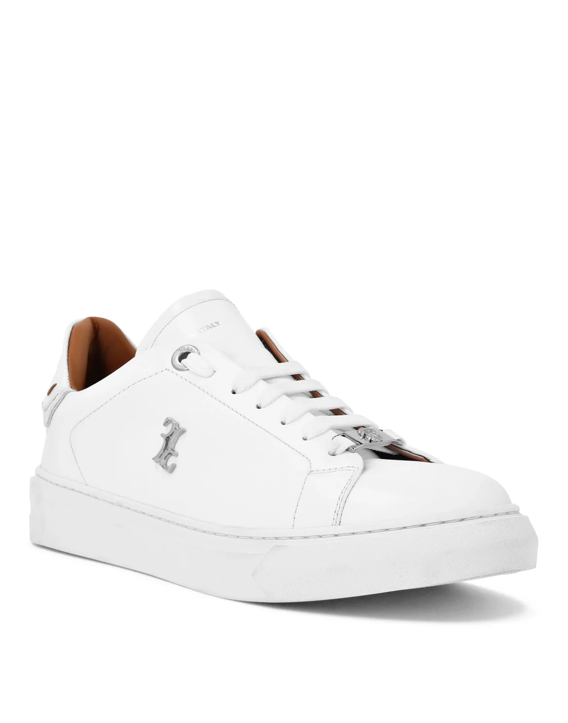 Nappa Leather Lo-Top Sneakers Crocco, цвет: Белый