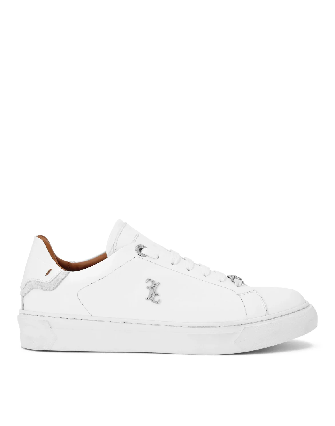 Nappa Leather Lo-Top Sneakers Crocco, цвет: Белый