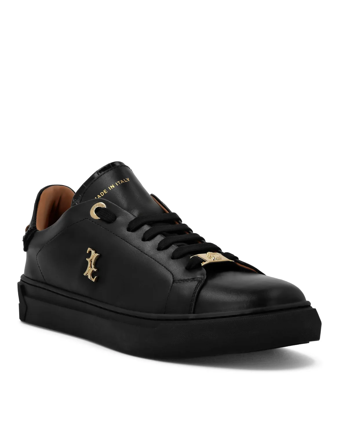 Nappa Leather Lo-Top Sneakers Crocco, цвет: Черный