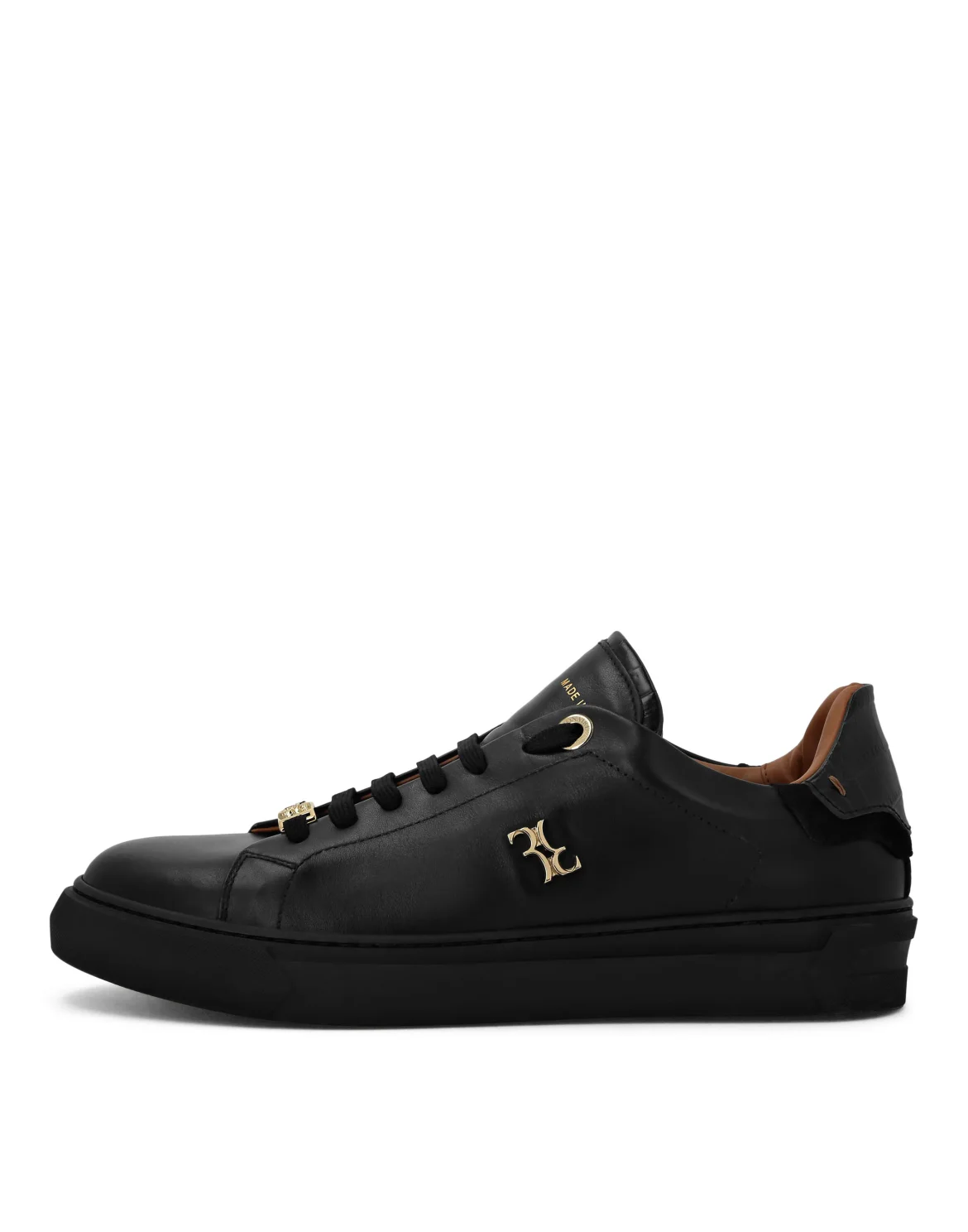 Nappa Leather Lo-Top Sneakers Crocco, цвет: Черный