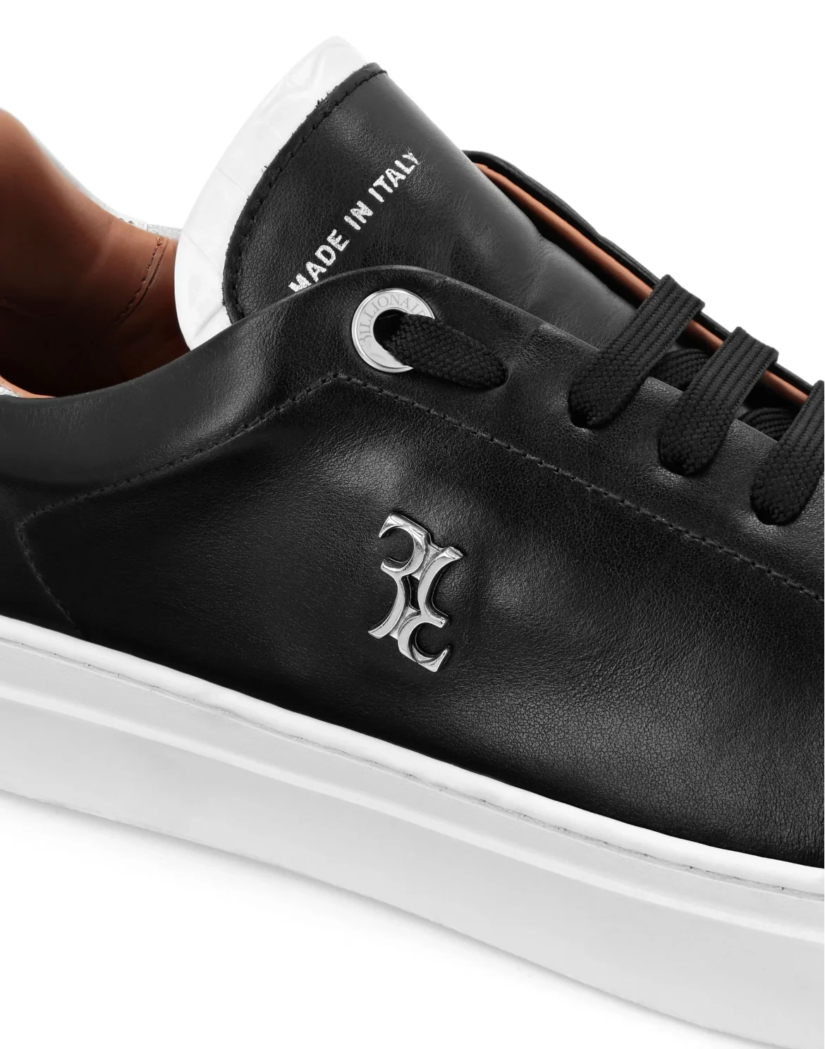 Nappa Leather Lo-Top Sneakers Crocco, цвет: Черный