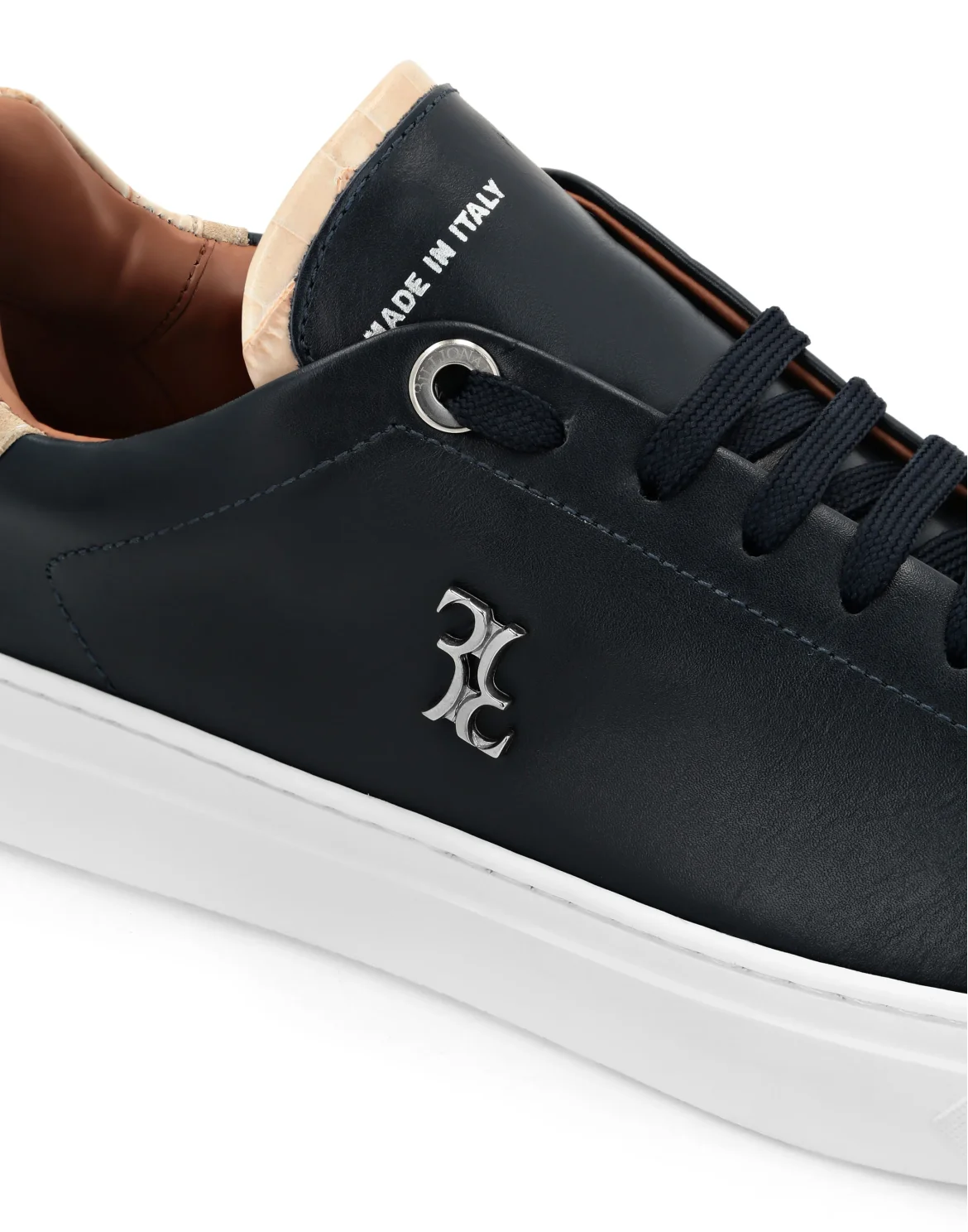 Nappa Leather Lo-Top Sneakers Crocco, цвет: Синий
