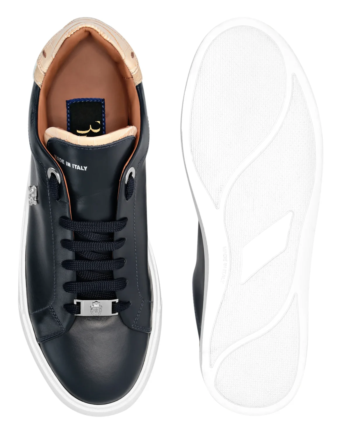 Nappa Leather Lo-Top Sneakers Crocco, цвет: Синий