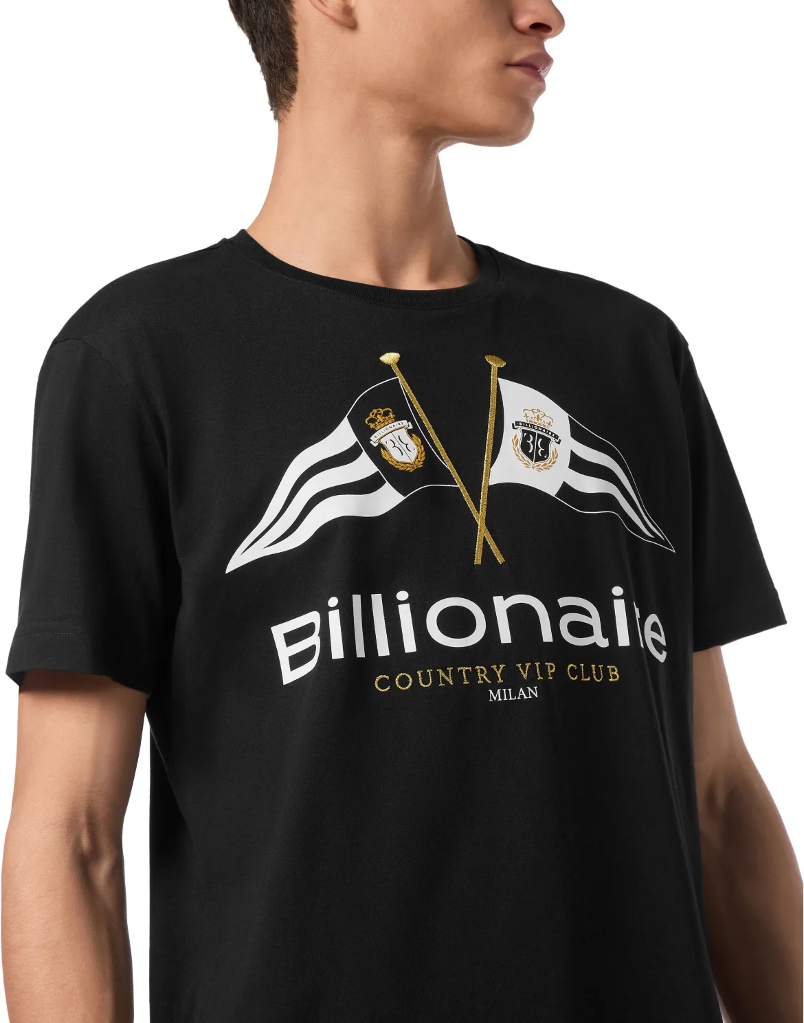T-shirt Round Neck Flags, цвет: Черный