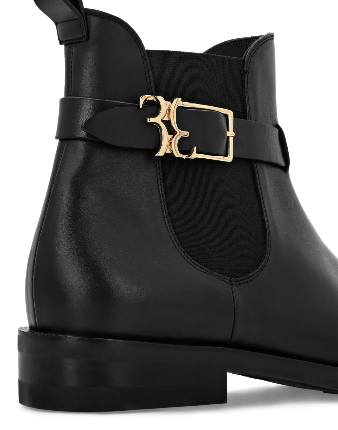 Leather Low Flat Boots, цвет: Черный