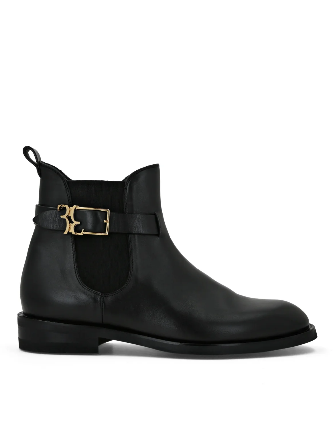 Leather Low Flat Boots, цвет: Черный