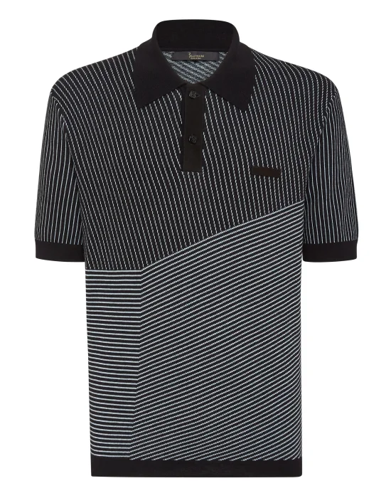 Wool and Cotton Pullover Polo-Neck SS Iconic