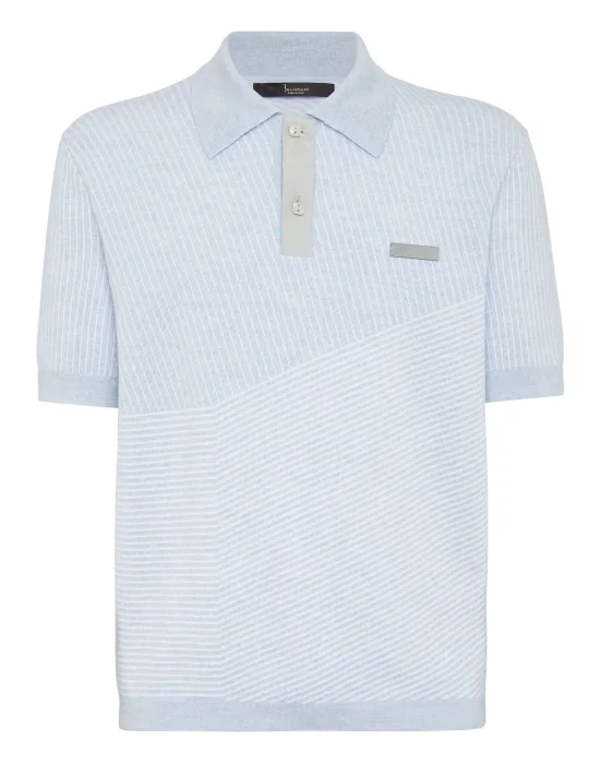 Wool and Cotton Pullover Polo-Neck SS Iconic