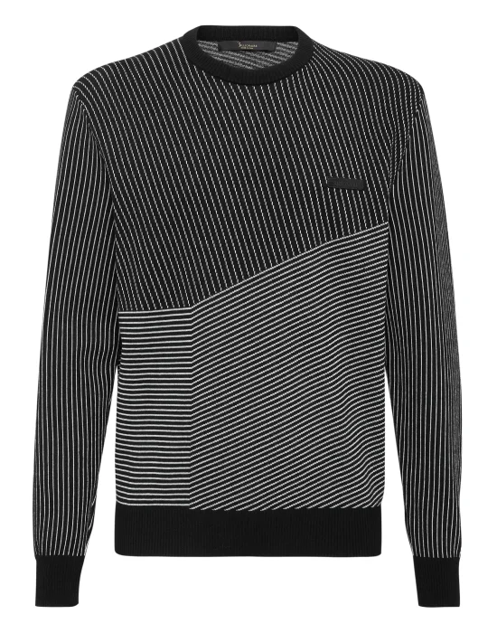Wool and Cotton Pullover Round Neck LS Iconic