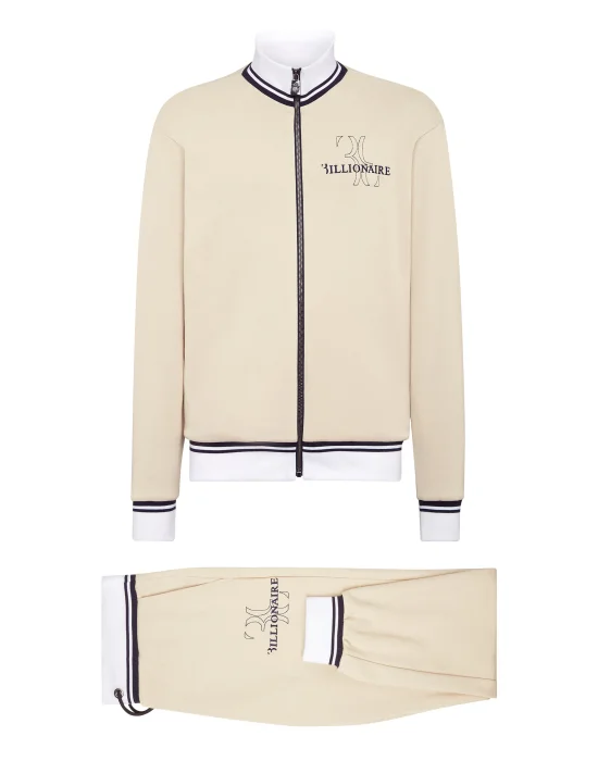 Fleece and Mix Silk Jogging Tracksuit: Top/Trousers