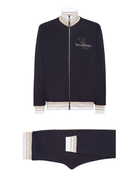 Fleece and Mix Silk Jogging Tracksuit: Top/Trousers