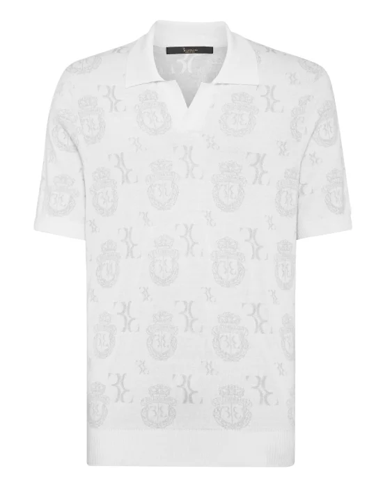 Wool Silk Jacquard Polo Shirt