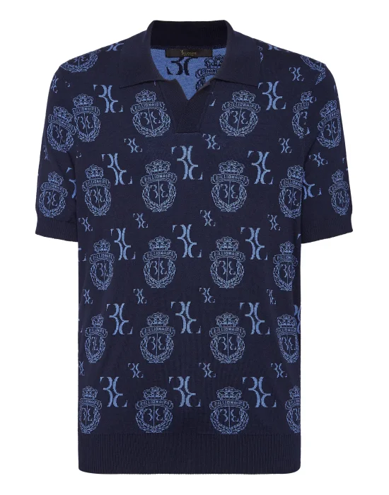 Wool Silk Jacquard Polo Shirt