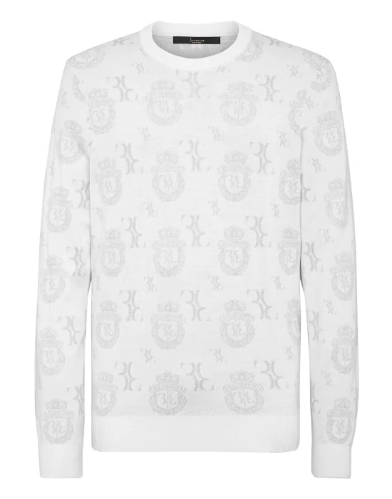 Wool Silk Jacquard Roundneck