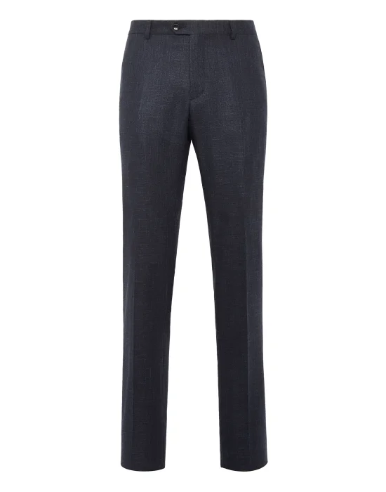 Wool Silk Linen Long Trousers