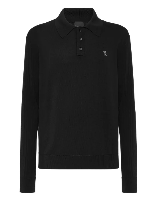 Knitted Pullover Polo-Neck LS