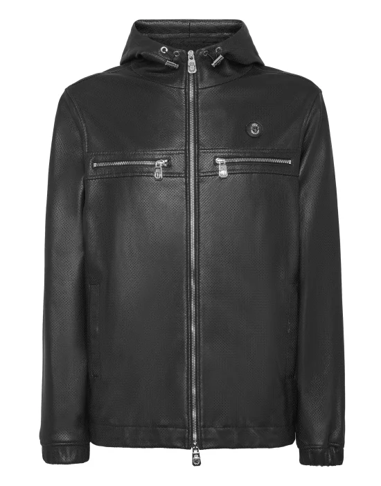 Nappa Leather Hooded Jacket LS