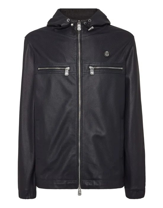 Nappa Leather Hooded Jacket LS