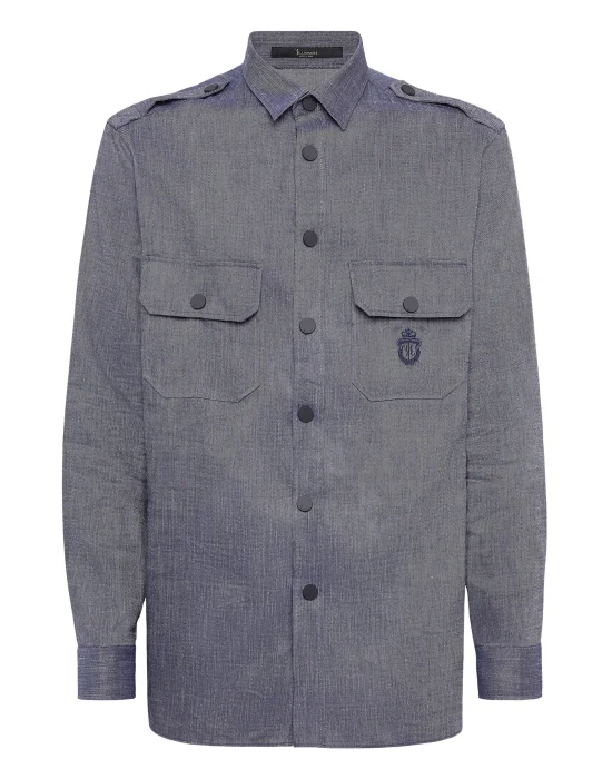 Pinstripe Overshirt LS