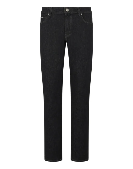 Super Straight Cut Jeans Leather Details