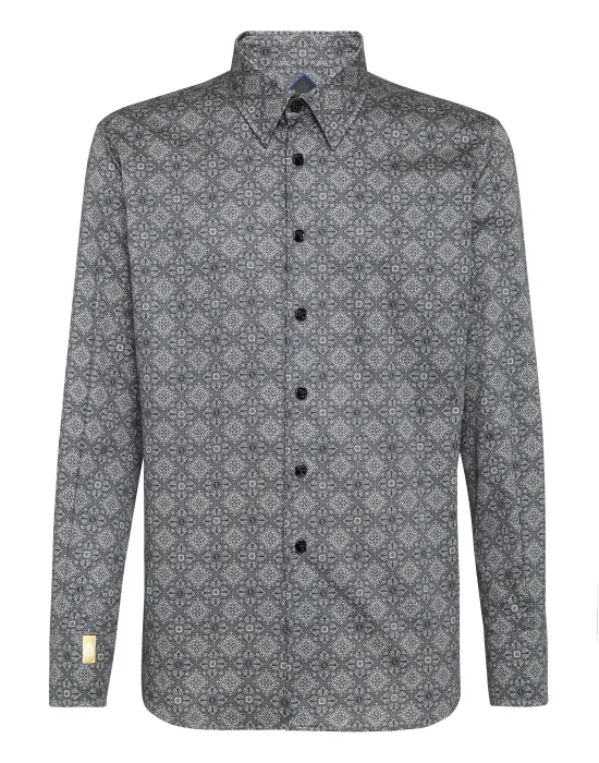 Shirt Silver Cut LS/Milano Floral Geometric