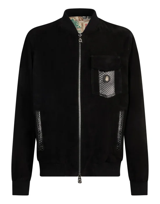 Light Suede Bomber Python Inserts
