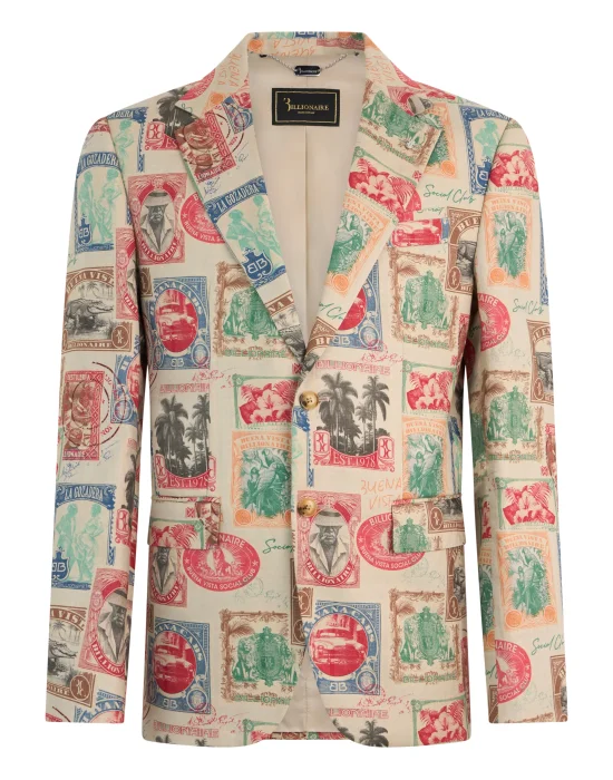 Printed Linen Blazer Gigolo Fit