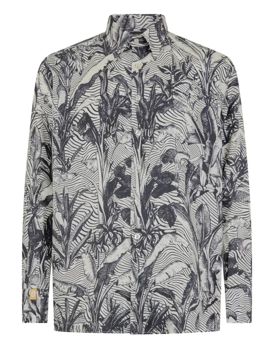 Printed Silk Shirt Palms All-Over