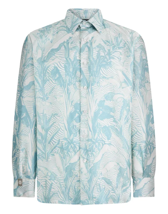 Printed Silk Shirt Palms All-Over
