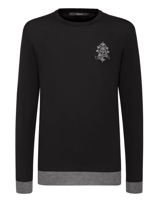 Pullover Round Neck LS Crest
