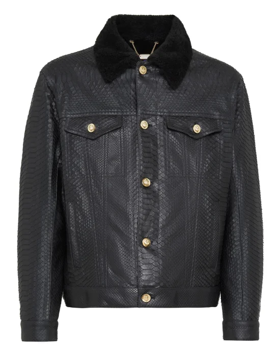 Leather Jacket with Python Luxury