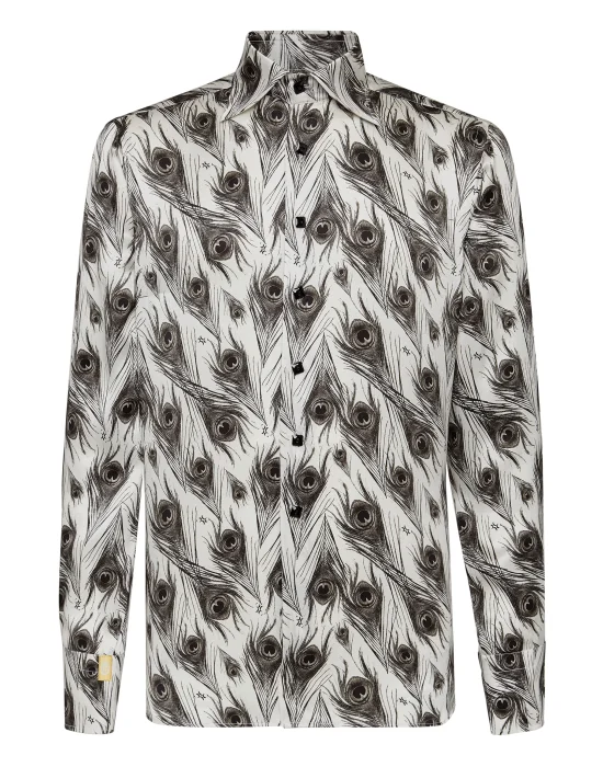 Silk Shirt Silver Cut LS/Flavio Feathers