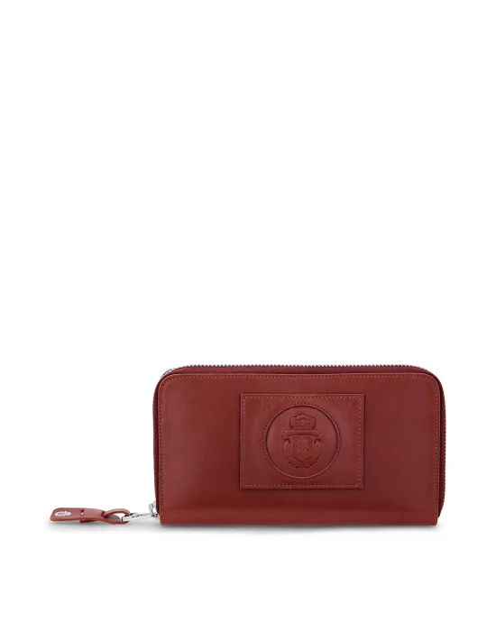 Leather L-zip around Crest