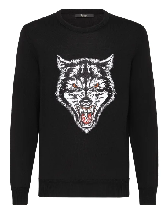 Wool Pullover Round Neck LS Wolf