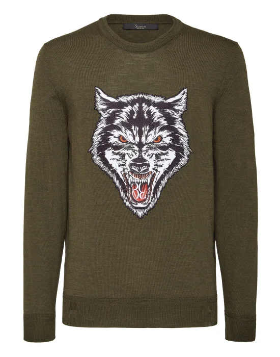 Wool Pullover Round Neck LS Wolf