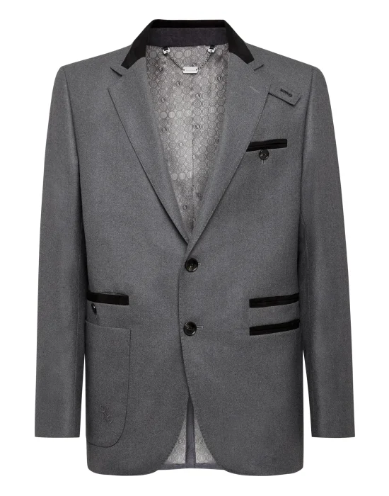 Wool Blazer Tailored Fit suede inserts Double B