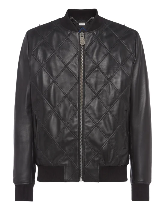 Diamond leather Bomber