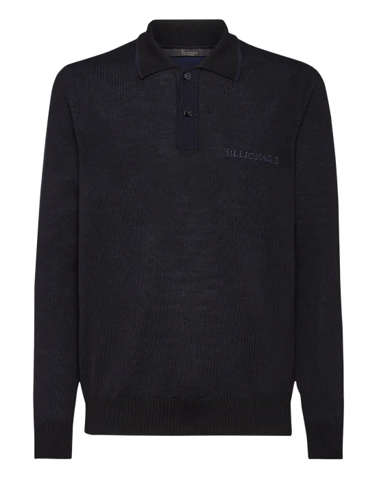 Wool Pullover Polo-Neck LS