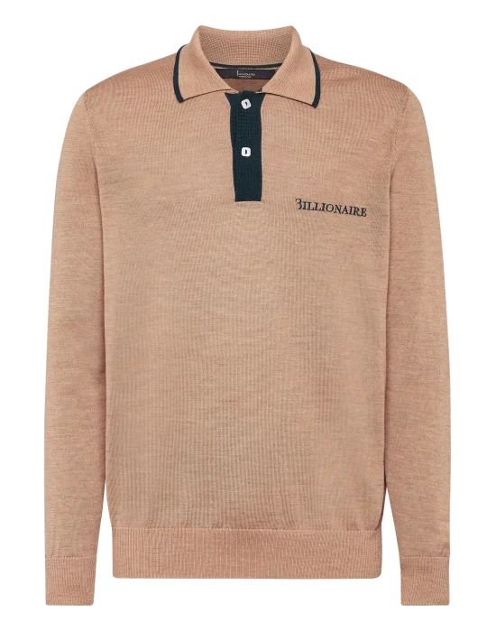 Wool Pullover Polo-Neck LS