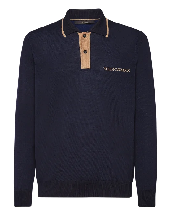 Wool Pullover Polo-Neck LS