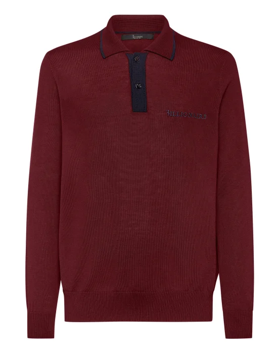 Wool Pullover Polo-Neck LS