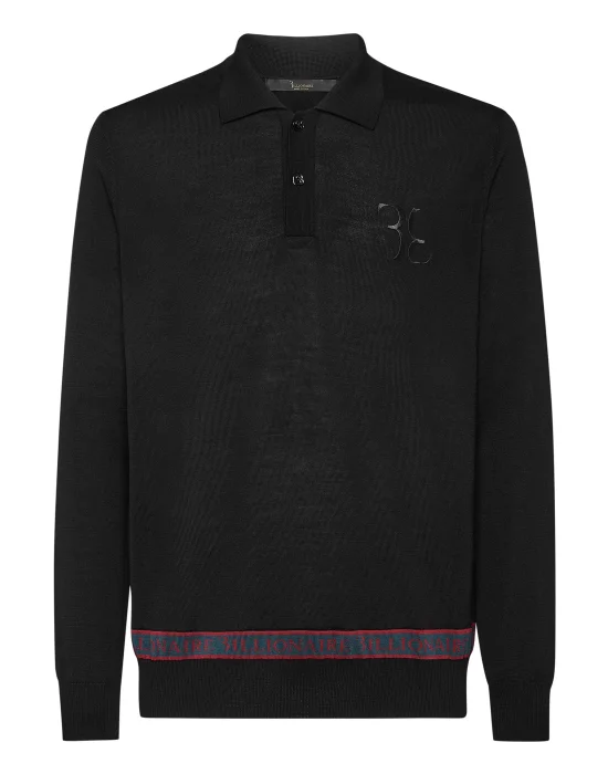 Wool and Silk Pullover Polo-Neck LS